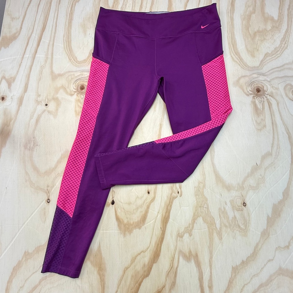 Nike Therma-FIT Womens XXL Purple Pink Mesh Panel Athletic‎ Leggings Tights